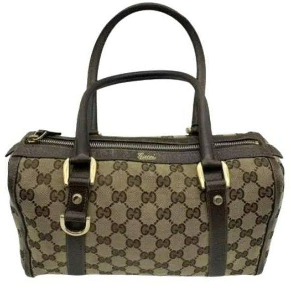 Gucci Abbey Boston Bag- Beige/Brown Canvas- Monogrammed Canvas-Medium Size - Picture 1 of 7